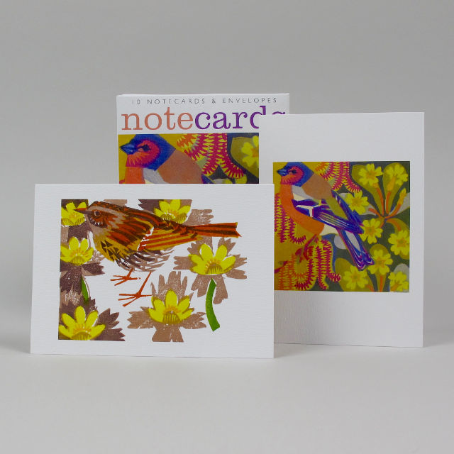 Pack of 10 Notecards by Matt Underwood - Catkins and Primroses, Dunnock among Aconites