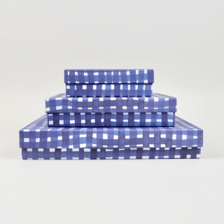 Blue Storage Boxes covered in Gabriela Trzebinski for Black Bough Paper