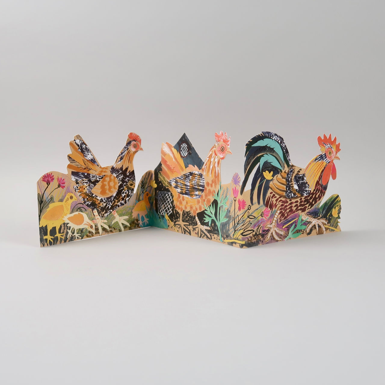 Mark Hearld Die Cut Card - Chickens