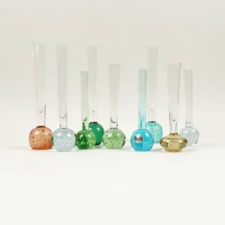 Glass Stem Vases - Coloured Bases