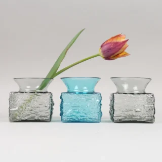Moulded Bark Glass Vases by Dartington - designed by Frank Thrower