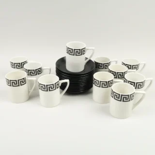 Portmeirion Pottery Greek Key Coffee Cup and Saucer