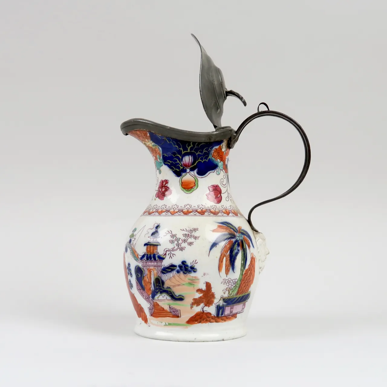 Imari Pattern Jug with Metal Handle - Damaged
