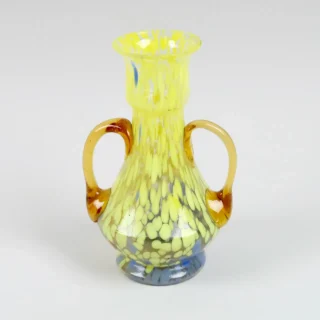 Multi coloured amphora form glass vase