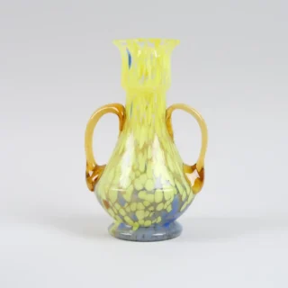 Multi coloured amphora form glass vase