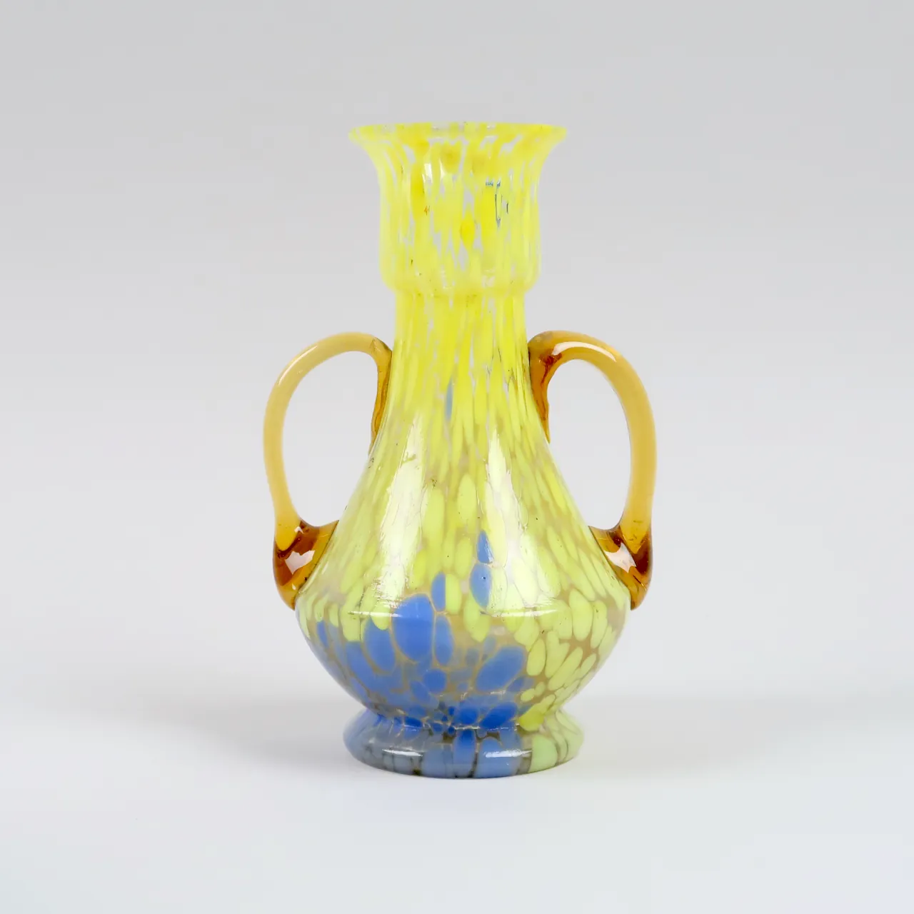 Multi coloured amphora form glass vase