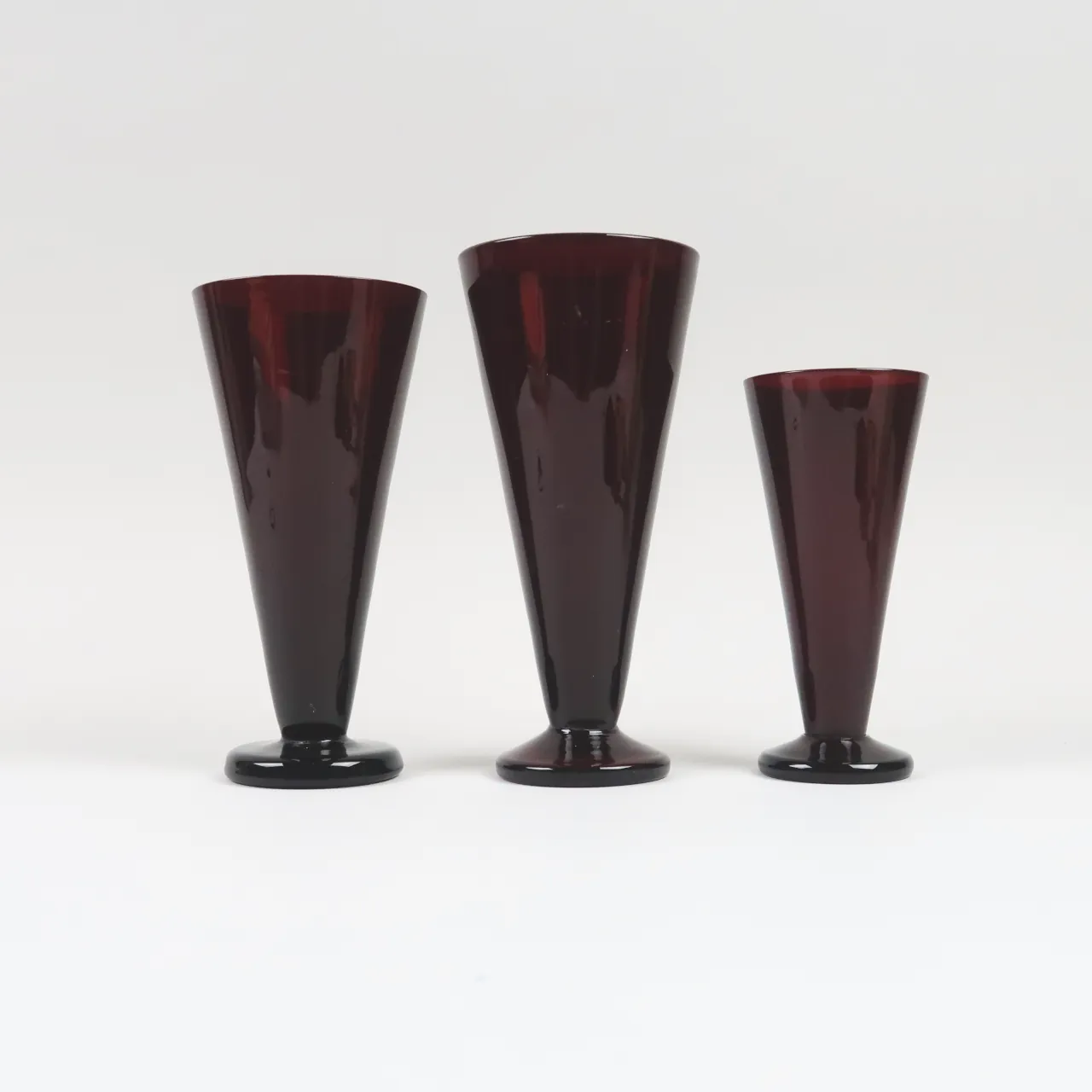 Ruby Glass Tapered Vases