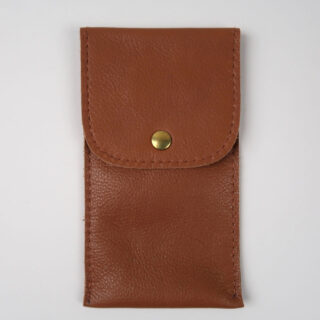 Tan leather wristwatch pouch